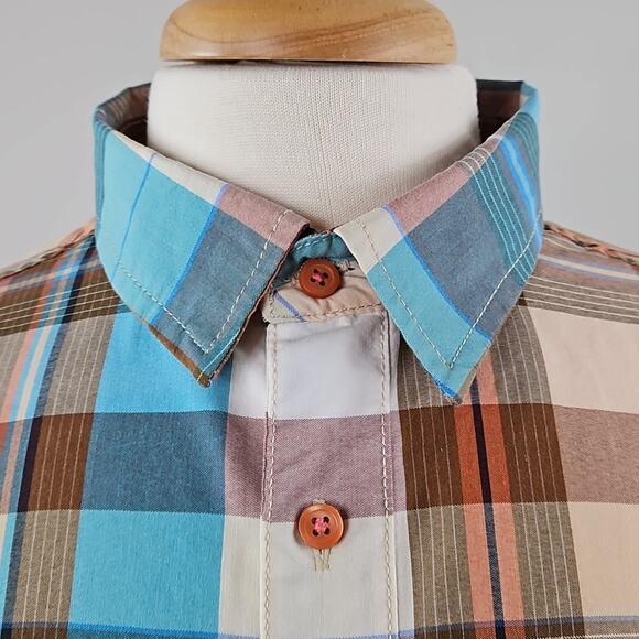 KAVU Freestone Short-sleeve Button-up Plaid Print Shirt | Men's Large - Picture 3 of 12